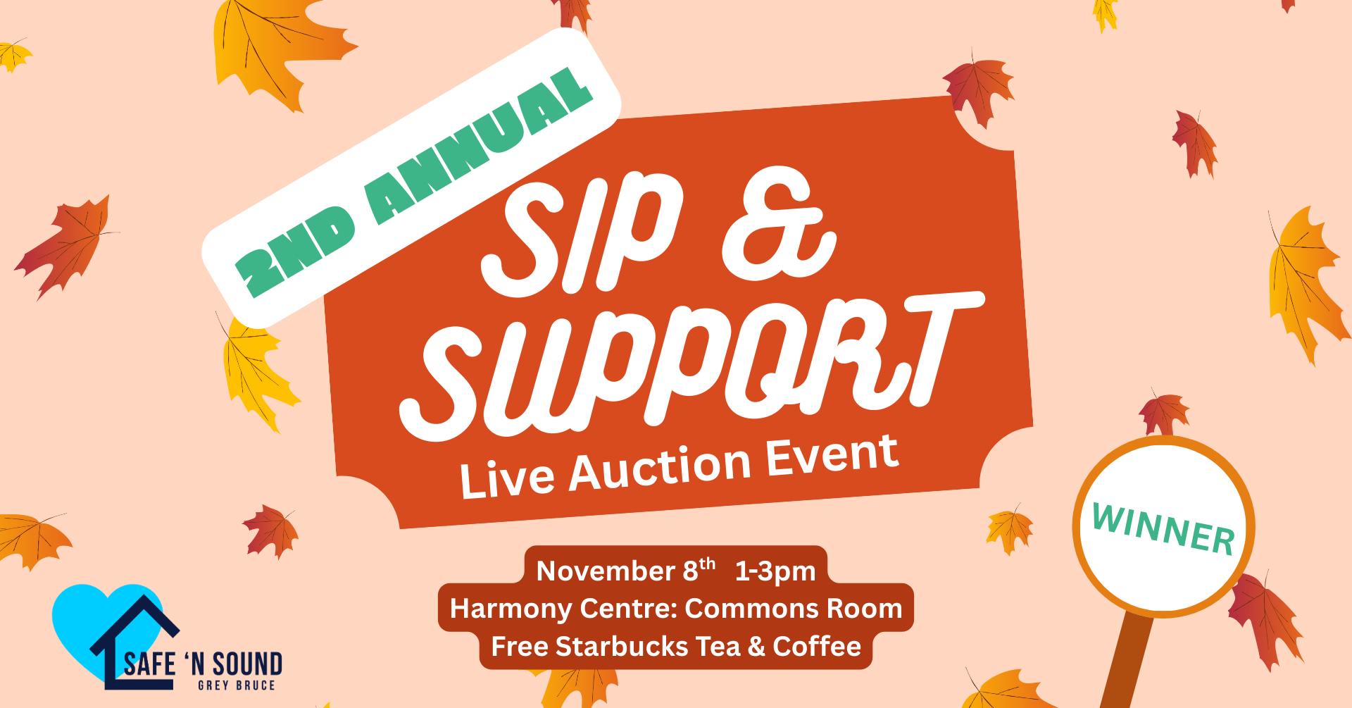 Event image Sip n Support - 2nd Annual Safe n Sound Live Auction